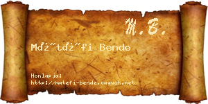 Mátéfi Bende névjegykártya